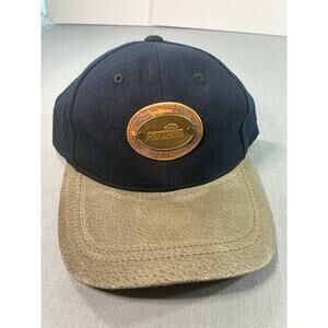 Daytona Speedway Leather Patch Strapback Hat Black Tan Racing Cap